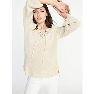 ✨Sadie&Love Cream Knit Lace Up Front Sz XL Sweater✨